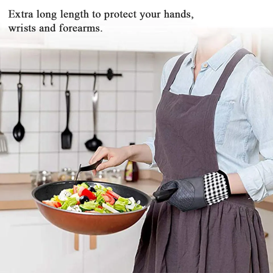 4pcs/set Grey Oven Mitts And Pot Holders, High Heat Resistant (up To 500  Degrees) Extra Thick Long Kitchen Oven Glove For Cooking