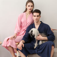 Summer Men Luxury Spa Ho Robe Kimono Large Size Waffle Bathrobes Couple Plus Size Night Gown Dress Relax Fit Cotton Nightgown