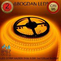 LED STRIP, K-AA2835-120–DC-5V IP67 YELLOW ยี่ห้อ BOGDAN LED แอลอีดีไฟเส้นสำหรับตกแต่ง 600LED/5M 47.5W/5M Grade-A ราคาต่อ 1 ม้วน