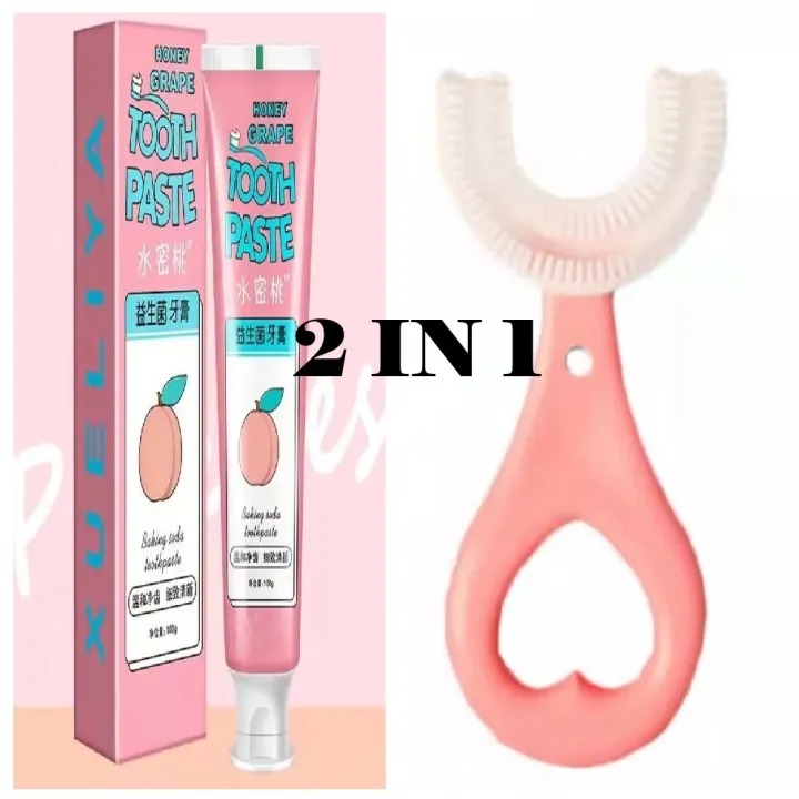 2 IN 1 Baking Soda Fruit Flavored APPLE / GRAPES Toothpaste Whitening