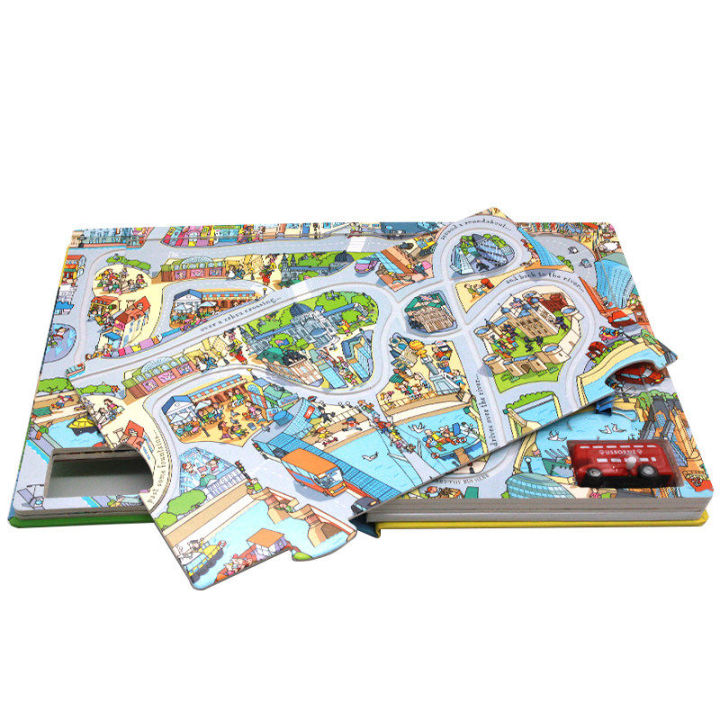 english-original-genuine-picture-book-wind-up-bus-clockwork-bus-rail-car-childrens-game-toy-paperboard-book-with-toy-big-open-usborne-development-thinking-puzzle-book