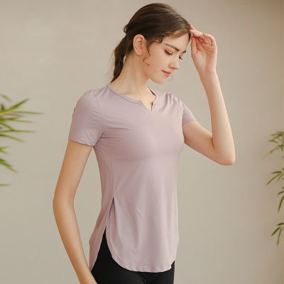 [COD] Hollow beautiful back slit yoga female summer breathable running short-sleeved sports top quick-drying t-shirt tight fitness