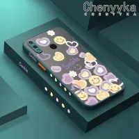 เคส Chenyyka สำหรับ Huawei Y9เคส2019ลายการ์ตูนยิ้มรักมีน้ำค้างแข็งโปร่งใสหัวใจแข็งขอบสี่เหลี่ยมด้านข้างแบบแข็งลายกล้องปลอกซิลิโคนเคสนิ่มเพื่อการป้องกัน