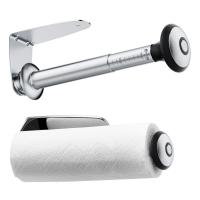 Stainless Steel Paper Towel Holder Adhesive Toilet Roll Paper Holder No Hole Punch Kitchen Bathroom Toilet Lengthen Storage Rack Toilet Roll Holders