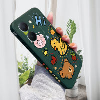 เคส PMP สำหรับ VIVO Y27 5G เคสโทรศัพท์ดีไซน์ข้างเป็ดหมูรูปหมีน่ารักเคสคลุมทั้งหมดของเหลวลายขอบสี่เหลี่ยมปลอกซิลิโคนเคสกล้อง