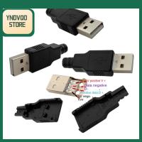 YNDVQO STORE พลาสติกทำจากพลาสติก ประเภทปลั๊ก USB สีดำสีดำ ประเภท A ช่องเสียบ USB ตัวผู้ ขั้วต่อ USB ตัวเชื่อมต่อ DIY ซ็อกเก็ตปลั๊ก4ขา