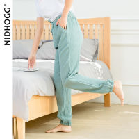 Women Home Clothes Sleep Bottoms 100 Cotton Crepe Pajama Pants Solid Knitted Loose Sleeping Pants Elastic Waist Lounge Wear