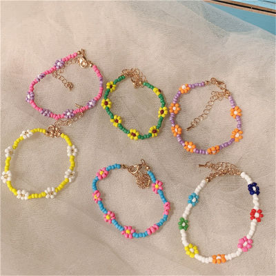 6 Color Bracelet Beads Women Flower Daisy Adjustable Chain String Jewellery Gift 6 Color
