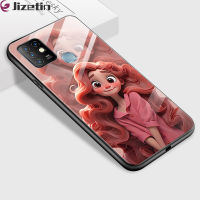 Jizetin เคสใส่โทรศัพท์กระจกสำหรับ Infinix 10 Hot 10i Hot 10 Play Hot 10S Hot 10S NFC X682C X682B กันกระแทก3D ยิ้มชุดเจ้าหญิงกระจกเทมเปอร์ปลอกหุ้ม