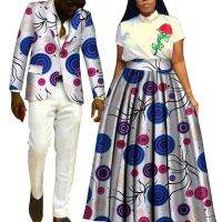 [COD] 1pc African Ethnic Couple Wear Cotton Waxed Banquet Mens Suits Ladies Skirts