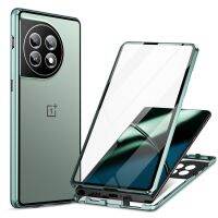 เคสแม่เหล็กสำหรับ Oneplus 11 10 Pro Nord 2 5G กรอบโลหะอลูมิเนียมดูดซับตัวปกป้องกล้องถ่ายรูปกรอบกระจกนิรภัยโทรศัพท์เคสมือถือ