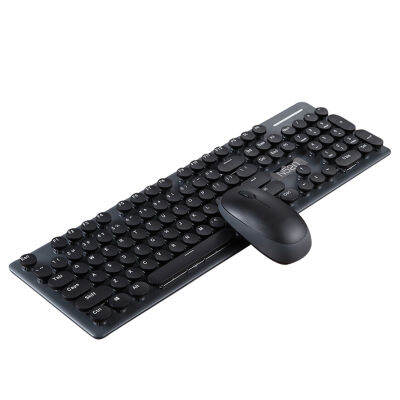 เสียงรบกวนต่ำ Retro ไม่ลื่น Universal Ergonomic Home Office ไร้สาย USB อุปกรณ์เสริมคอมพิวเตอร์ชุดคีย์บอร์ดเมาส์ที่ละเอียดอ่อน