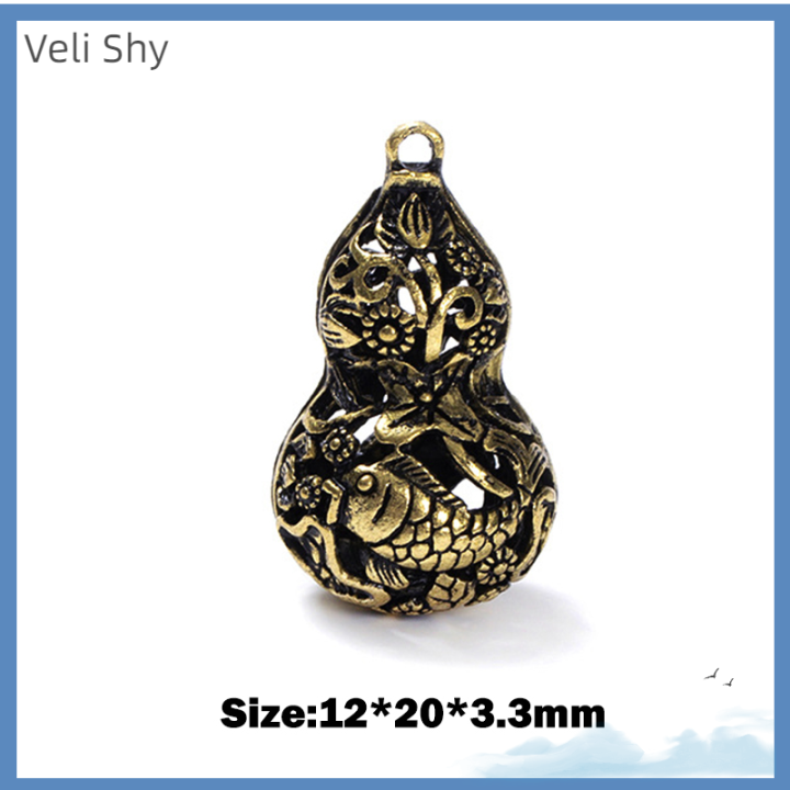 veli-shy-พวงกุญแจทรงน้ำเต้าทองเหลือง-พวงกุญแจทองเหลืองเลียนแบบของตกแต่งฮวงจุ้ย