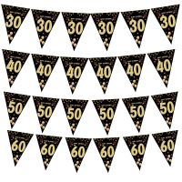 1set 30 40 50 60 Paper Banner Birthday Party Decorations Adult Garland Anniversary Adult Birthday Anniversaire 30age Black Flags Banners Streamers Con