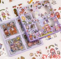 ?พร้อมส่ง? สติ๊กเกอร์ พร้อมกล่อง 100แผ่น รุ่น ZY-3485 Sticker PVC น่ารักกันน้ำ ไดอารี่ สติ๊กเกอร์ไดคัท สติ๊กเกอร์การ์ตูน สติกเกอร์ ?