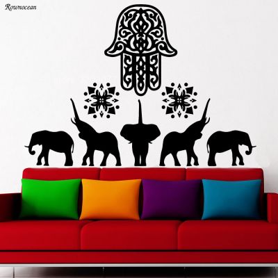 Elephant Wall Decals Hamsa Fatima Hand Indian Vinyl Sticker Home Decor Z165