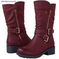 Asdsadsaaff Botas Médias De Couro พารามัลเฮอร์โลหะ Costurada Sapatos Inverno Quente Moda