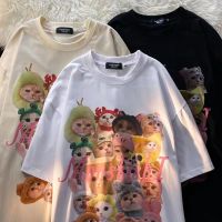 [พร้อมส่ง] เสื้อยืดแฟชั่นผู้หญิงOversize สไตล์เกาหลีเสื้อยืดแขนสั้นเอวลอยแขนสั้นพิมพ์ลาย31819