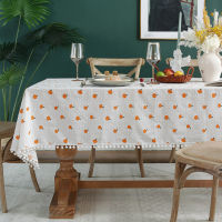 Tablecloth for Table French Pastoral Cotton Orange Dots Jacquard Rectangular Holiday Party New Years Tablecloth Cover Mat