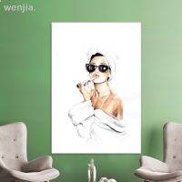 Res.♈Audrey คลาสสิก Hepburn Potrait แต่งหน้าโปสเตอร์ที่ทันสมัยพิมพ์ลายลิปสติกผ้าใบวาดภาพศิลปะบนผนังการตกแต่งบ้านรูปภาพสำหรับห้องนอน