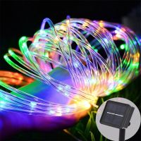 ☒✶۩ 22M/12M LED Outdoor Solar Lamps 200/100 LEDs Rope Tube String Light Fairy Holiday Christmas Party Solar Garden Waterproof Lights