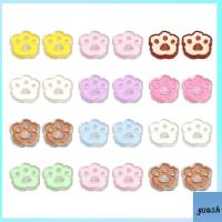 GUASH 36Pcs สีผสมกัน ลูกปัดพิมพ์อุ้งเท้า อะคริลิค รอยเท้าแมวรอยเท้า ลูกปัดอะคริลิค Kawaii Bear Cat Dog PAW ลูกปัด รอยพระพุทธบาทลูกปัด การทำหัตถกรรมเครื่องประดับ DIY