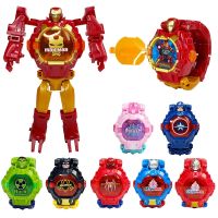 The Avengers Superhero Transformer Robot Watch Wristwatches Kids Figure Toys For Boys Gift