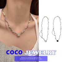 COCOJEWELRY เวอร์ชั่นเกาหลีของการออกแบบเฉพาะสแควร์เพทายสร้อยคอ Ins เย็บสร้อยคอเครื่องประดับที่เรียบง่ายผู้หญิง