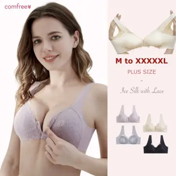 Front Closure Push Up Seamless Bra Women Breathable Soft Lace Underwear  Thin Cup Wireless Lingerie Plus Size M-5XL (Color : Gray, Size : Medium) :  : Clothing, Shoes & Accessories