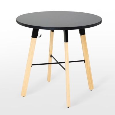 MODERNFORM โต๊ะกลม End Table รุ่น RV ท็อปดำ/ขาไม้ยาง ขนาดเส้นผ่านศูนย์กลาง 80 X สูง 74.5 ซม.