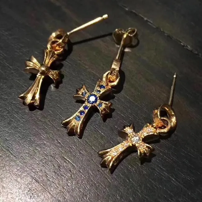 Chrome Hearts Baby Fat Cross Earring 22K