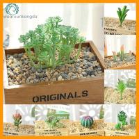 WEARXUNKANGDA อุปกรณ์ปลอมสีเขียวดอกไม้ Flocking Succulents บ้านพืชเทียมอุปกรณ์ตกแต่งสวน