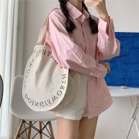 COD DSFGERERERER Fashionable Four Seasons Shoulder Bag New Style French Niche ins Round Worker Carry One-Shoulder Canvas Retro Literary Shopping Women