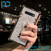 เคสโทรศัพท์สี่เหลี่ยมประกายเพชรหรูหรา,เคสโทรศัพท์สำหรับ Samsung Galaxy S10 Plus S21 S21 Plus S21 Ultra S21 FE พร้อมวงแหวน TPU นิ่มกันกระแทกเคสหลังมือถือ