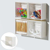 HONG ✨Hot Sale Bathroom Organizer Wall-mounted Cotton pad Holder Makeup Organizer box Plastic Storage Container For Cotton Swabs Jewelry