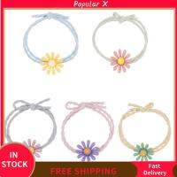 POPULAR X Scrunchies ที่ยึดหางม้า ผู้หญิงสาว เชือกผูกผมดอกเดซี่ ผูกขน อุปกรณ์ตกแต่งผม แหวนผม