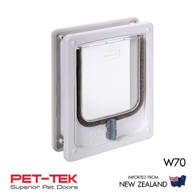 ( Promotion+++) คุ้มที่สุด (ไม่ใช่ของจีน) ประตูแมว-ประตูสุนัข PET-TEK W70 สีขาว ช่อง15*16ซม. ติดกับประตูทั่วไปหนา 12-50มม. นำเข้า New Zealand ราคาดี อุปกรณ์ สาย ไฟ ข้อ ต่อ สาย ไฟ อุปกรณ์ ต่อ สาย ไฟ ตัว จั๊ ม สาย ไฟ