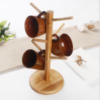 【CC】 Wood Cup Rack Storage Holder Mug Hanging Display Drinkware Shelf With 6 Hooks