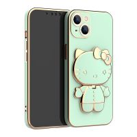 กระเป๋าใส่ของตัวยึดกระจก Hello Kitty น่ารักสำหรับ iPhone 11 12 13 14 Pro Max Mini XR XS X 8 7 6 6S Plus SE ฝาหลังเคลือบ2020