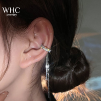 WHC Jewelry ทองแดงฝังเพทายเงาคลิปต่างหูแฟชั่นไม่มีเจาะหูกระดูกคลิปสำหรับผู้หญิง