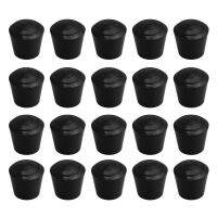 ❄❐﹍ 14/16/20/25mm Inner Diameter Black Round Furniture Chair Table Leg Foot Rubber Covers Floor Protectors Cap Pack of 20