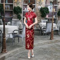 จีนแขนสั้นชุด cheongsam ยาวขนาดบวกชุดหญิงพลัมชุด cheongsam หญิง qipao