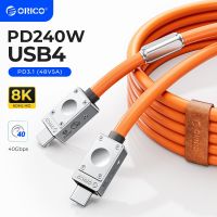 ORICO สาย USB4 240W ซิลิโคน PD USB C สายข้อมูลเคเบิลสายชาร์จเร็ว Thunderbolt 3 8K สำหรับแท็บเล็ตแล็ปท็อป Samsung Macbook