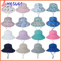 HESUOI 2Pcs ฤดูร้อน เด็กวัยหัดเดิน หมวกว่ายน้ำ ป้องกันรังสียูวี ปีกกว้าง หมวกกันแดดเด็ก หมวกบักเก็ต หมวกชายหาด พร้อมสายรัดคางปรับระดับได้