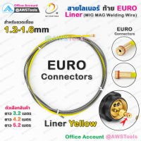 สาย ลายเนอร์ ท้าย Euro สีเหลือง 1.2-1.6mm สำหรับงานเชื่อม MIG/MAG #ไลเนอร์  #ไลน์เนอร์ #liner #MIG #MAG