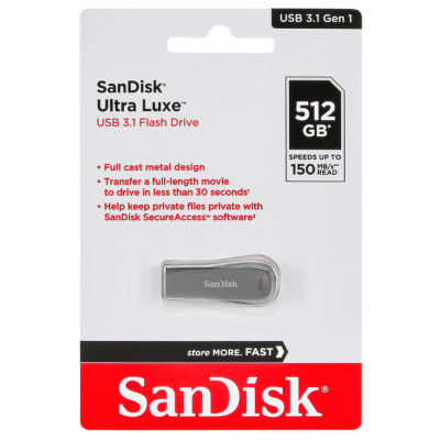 SANDISK Flash Drive ULTRA LUXE USB 3.1 512GB (SDCZ74_512G_G46) แฟลชไดร์ฟ เมมโมรี่ การ์ด แซนดิส โดย Synnex รับประกัน 5ปี