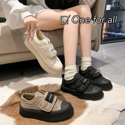 [พร้อมส่ง] One for all พร้อมส่งจากไทย TX400 รองเท้าผ้าใบ ลําลอง รองเท้าขนมปังรองเท้าบอร์ดหนา  ส้นหนา หัวกลม สีพื้น แฟชั่นใหม่