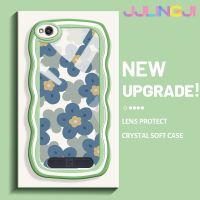 Jlingji เคสสำหรับ Xiaomi Redmi 4A 5A เคส6A แฟชั่นบลูดอกไม้ดีไซน์ใหม่ Colour ขอบคลื่นเคสมือถือกันกระแทกแบบใสนิ่มโปร่งใสลายกล้องถ่ายรูปความคิดสร้างสรรค์เคสป้องกันซิลิกาเจล