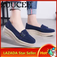 ZUUCEE Loafers ขนาดใหญ่รองเท้าคุณแม่เดินแพลตฟอร์มรองเท้าผู้หญิงหนา Soled ผู้หญิงรองเท้าแบนผู้หญิงนุ่มหนังนิ่มรองเท้าขนาดใหญ่รองเท้ากีฬากลางแจ้ง