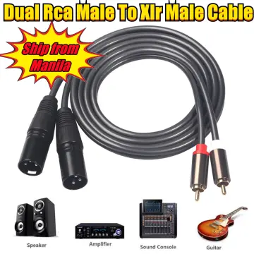 Stereo cable double RCA male (“L” shaped) to double RCA male. 1.5 m